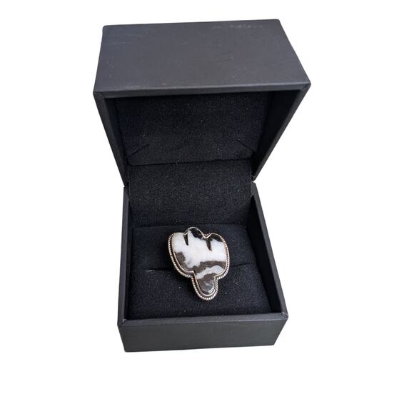 925 Sterling Silver Zebra Jasper Statement Ring – Size 7 - Picture 1 of 3